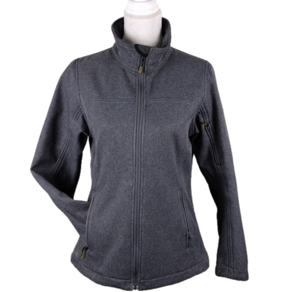 Karbon Gray Funnel Neck Long Sleeve Full Front Zip Medium Weight Athletic Jacket - Picture 1 of 16